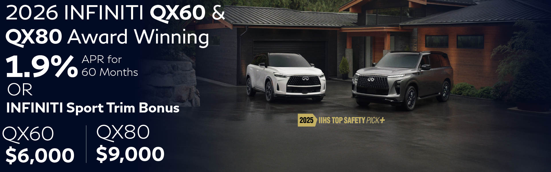 2026 QX60 and QX80 1.9% APR for 60 Months